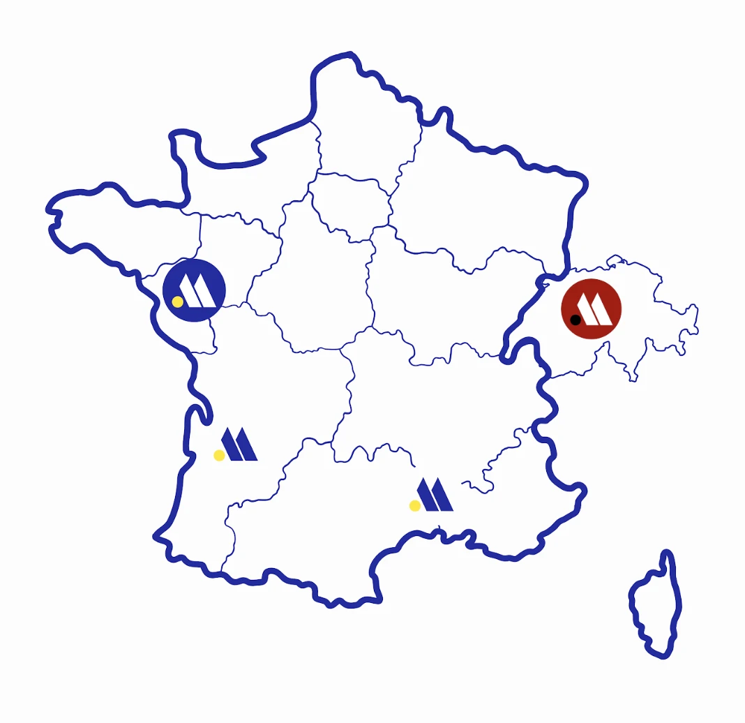 Carte de France des agences Marcea Conseil