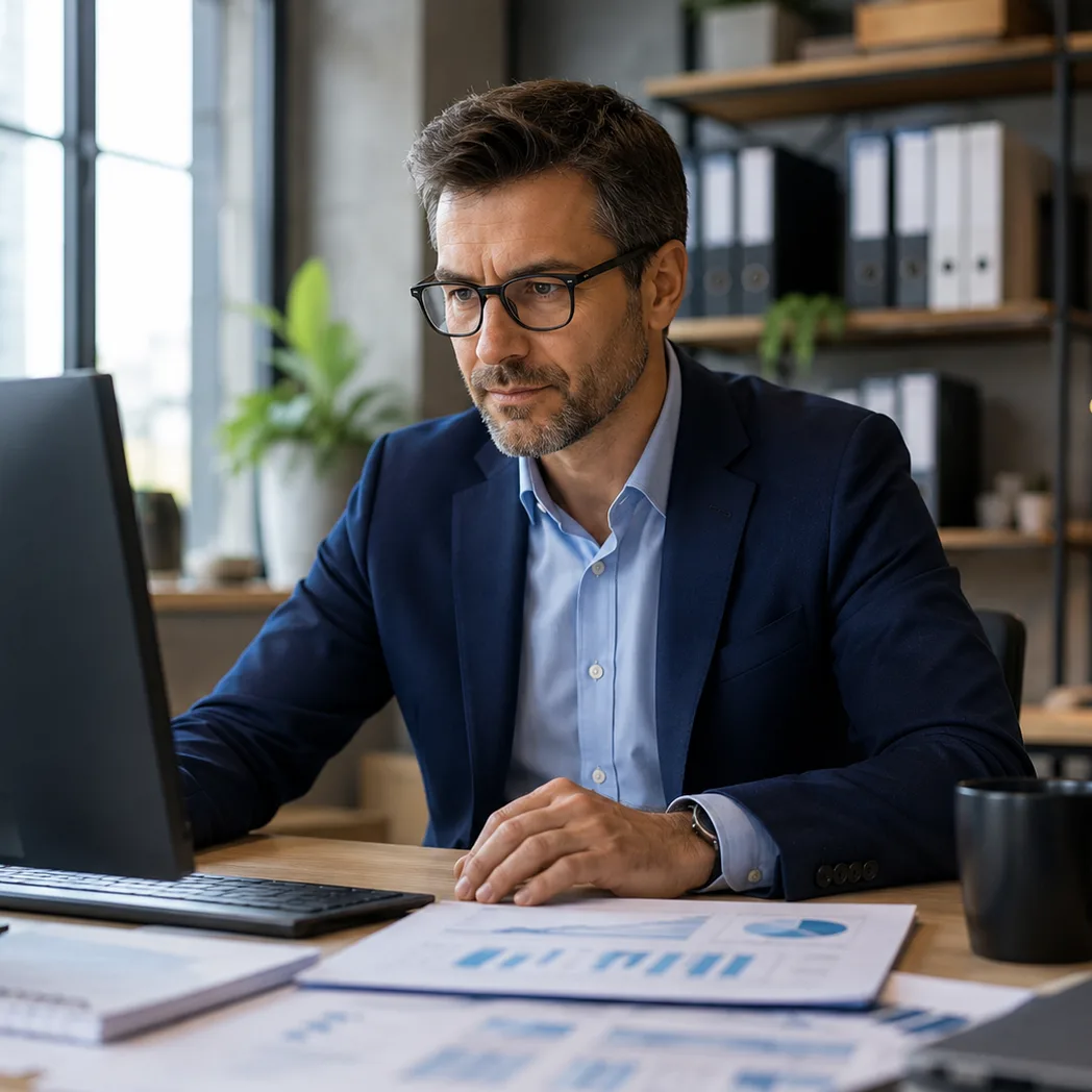 Un dirigeant consulte ses tableaux de bord Sage 100