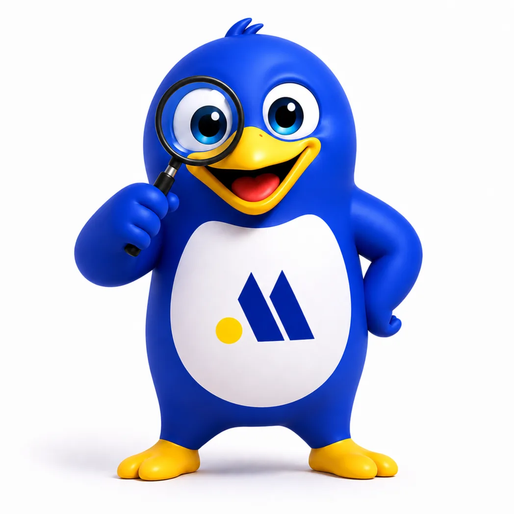 La mascotte Marcea examine à la loupe les besoins de l'entreprise