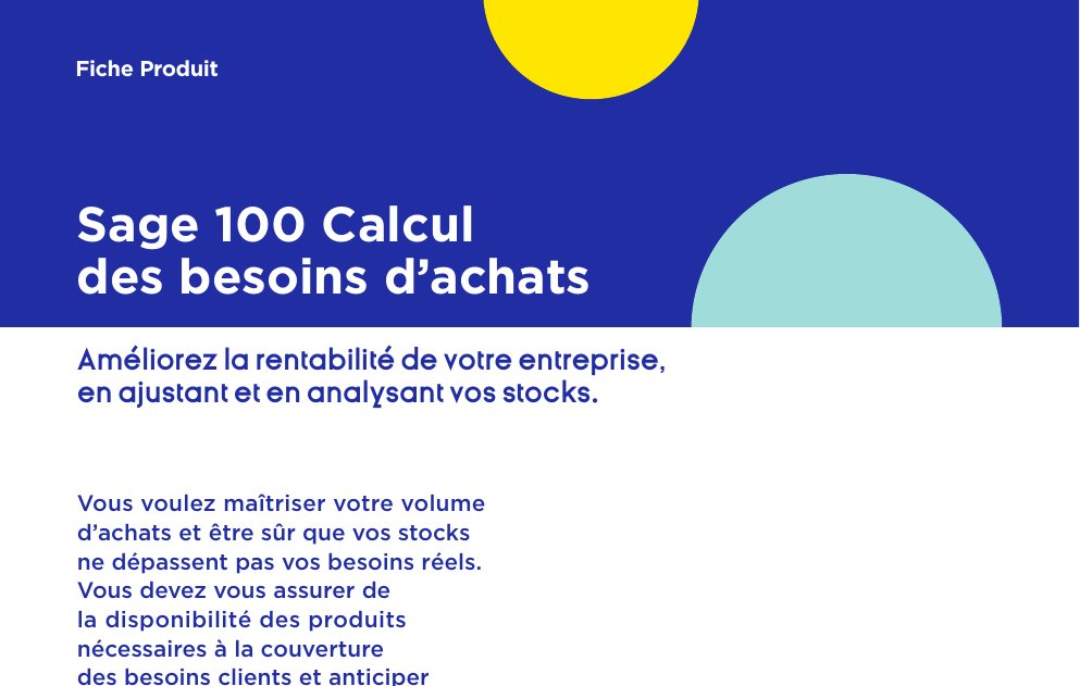 Sage 100 Calcul des besoins d'achats